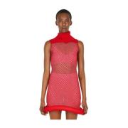 Mesh Gebreide Jurk Louise Lyngh Bjerregaard , Red , Dames