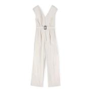 Elegante Jumpsuit met Riem Motivi , White , Dames