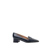 Marineblauwe Leren Loafers met Stikdetail Parallele , Blue , Dames