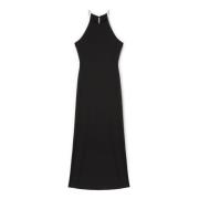 Lang Jurk met Split Motivi , Black , Dames