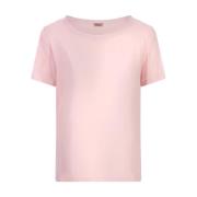 Zijden Roze T-shirt met Ronde Hals Her Shirt , Pink , Dames