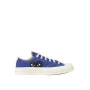 Blauwe Canvas Lage Top Sneakers Comme des Garçons Play , Blue , Unisex