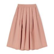 Katoenen Popeline Rok met Plooien Motivi , Pink , Dames