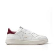 Witte Leren Sneakers met Wijnkleurige Inzetstukken RUN OF , White , Da...