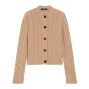 Beige Kabelgebreide Cardigan Sweater Max Mara Weekend , Beige , Dames