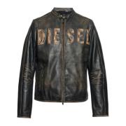 Leren jas L-Met-A A14269 Diesel , Black , Heren