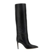 Stijlvolle zwarte leren laarzen met hak Paris Texas , Black , Dames