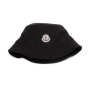 Zwarte Bucket Hat met Voorlogo Moncler , Black , Dames