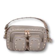 Stenen Crossbody Tas met Gouden Hardware Núnoo , Gray , Dames