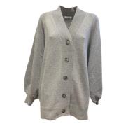 Antonia Cardigan Oversized V-Hals Gebreid SoSUE , Gray , Dames