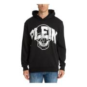 Gestreepte Skull Hoodie met Logo Zakken Philipp Plein , Black , Heren