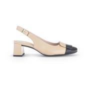 Beige leren slingback pumps Gabor , Beige , Dames