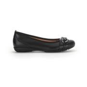 Zwarte Leren Ballet Flats Gabor , Black , Dames