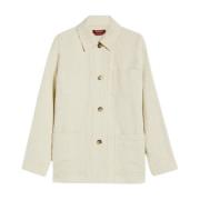 Beige Katoen Linnen Overhemd Jas Max Mara Studio , Beige , Dames