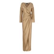 Wikkel Linnen Viscose Jurk Cocoa Cortana , Brown , Dames