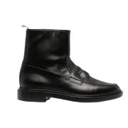 Zwarte Penny Loafer Enkellaars Leer Thom Browne , Black , Heren