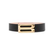 Zwart Leren Riem met Logogesp Victoria Beckham , Black , Dames