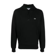 Katoenen Logo Patch Hoodie Lacoste , Black , Heren