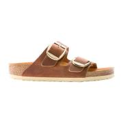 Arizona Big Buckle Gepolijst Leder Birkenstock , Brown , Dames