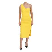 Gele One-Shoulder Midi Jurk Dolce & Gabbana , Yellow , Dames