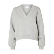 Zwarte V-hals Sweatshirt Selected Femme , Gray , Dames