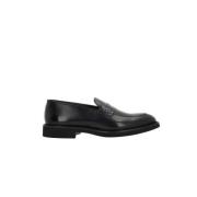 Zwarte Geborsteld Leren Penny Loafers Doucal's , Black , Heren