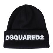 Zwarte Beanie Hoed Accessoires Mannen Dsquared2 , Black , Heren