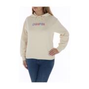 Beige Bedrukte Hoodie Sweatshirt Champion , Beige , Dames