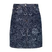 Grafische Print Denim Rok Kenzo , Blue , Dames