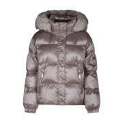 Korte Pufferjas met Faux Fur Hood Michael Kors , Beige , Dames