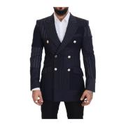 Italiaans Vervaardigde Navy Blue Peak Lapel Blazer Dolce & Gabbana , B...