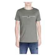 Groene Bedrukte Katoenen T-shirt Mannen Tommy Hilfiger , Green , Heren