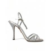 Kristalversierde hak sandalen Dolce & Gabbana , Gray , Dames