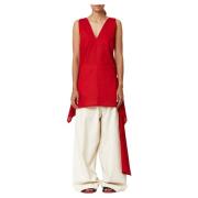 Vurig Rood V-hals Tank Top Plan C , Red , Dames