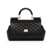 Zwarte Diamant Gestikte Schoudertas Dolce & Gabbana , Black , Dames