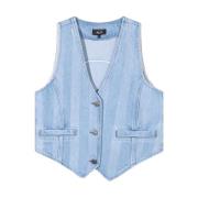 Gestreept Denim Vest Alix The Label , Blue , Dames