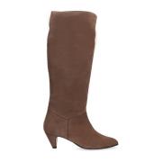 Taupe Suede Stiletto Laarzen Anonymous Copenhagen , Brown , Dames