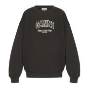 Sweatshirt met logo Ganni , Gray , Dames