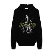 Grafische Print Hoodie Sweater Off White , Black , Heren