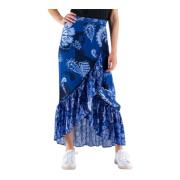 Lange Zwierige Rok Desigual , Blue , Dames