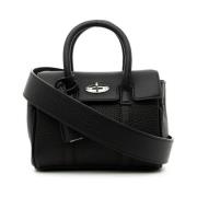 Zwarte Leren Handtas Twist-Lock Sluiting Mulberry , Black , Dames