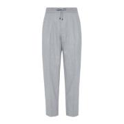 Elastische Trekkoord Broek Grijs Brunello Cucinelli , Gray , Heren