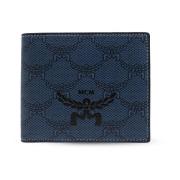 Opvouwbare portemonnee met logo MCM , Blue , Heren