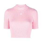 Roze Geribbelde Crop Top Courrèges , Pink , Dames