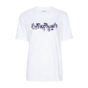 Katoenen Jersey Logo Print T-shirts Off White , White , Dames