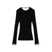 Ribgebreide Trui met Elastische Polsen Courrèges , Black , Dames