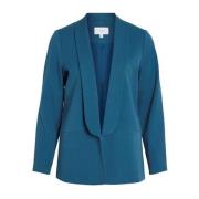 Blauwe Blazer met Lange Mouwen en Reverskraag Vila , Blue , Dames