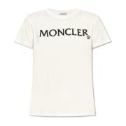 T-shirt met logo Moncler , White , Dames