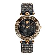 Vanitas Diamond Zwart Leren Horloge Versace , Black , Heren