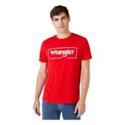 Frame Logo Tee T-shirt Wrangler , Red , Heren